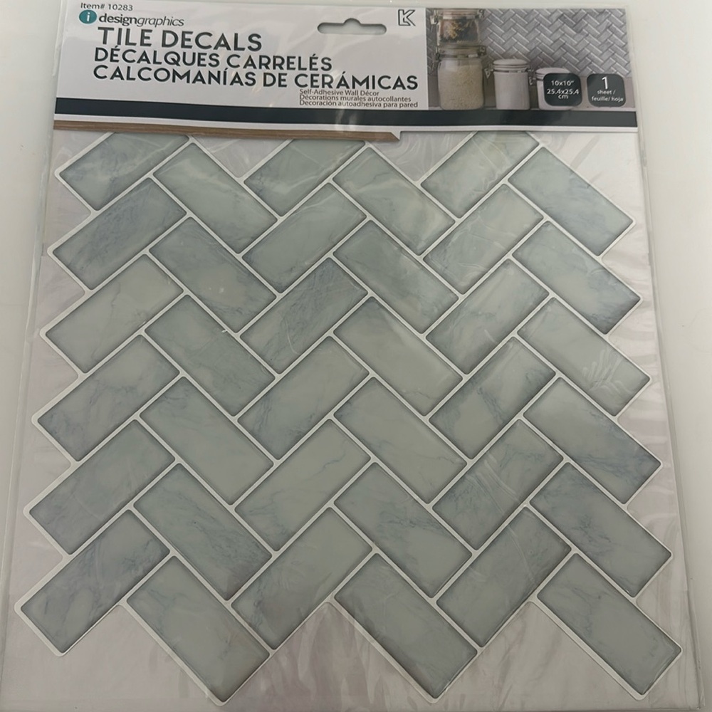 Peel and stick tile backsplash.